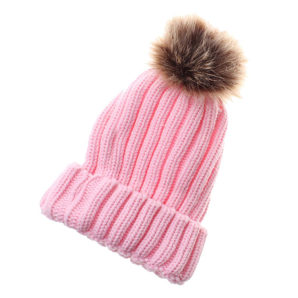 Cute Newborn Baby Girls Boys Winter Knitted Hats Warm Caps Beanies Pink