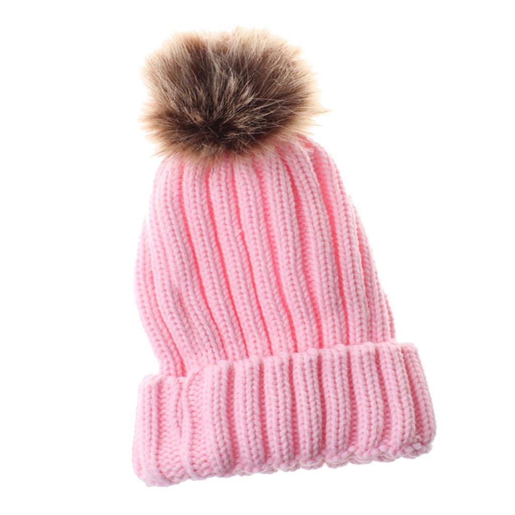 Cute Newborn Baby Girls Boys Winter Knitted Hats Warm Caps Beanies Pink