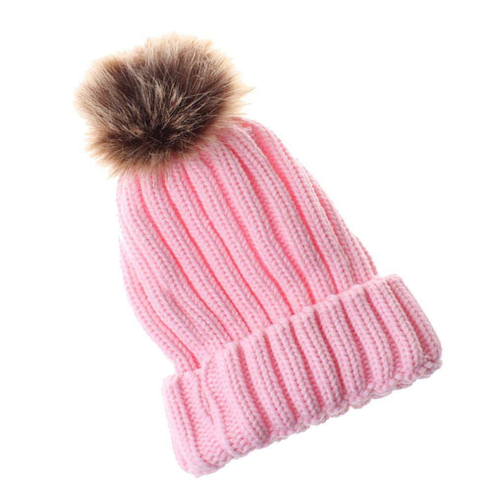 Cute Newborn Baby Girls Boys Winter Knitted Hats Warm Caps Beanies Pink