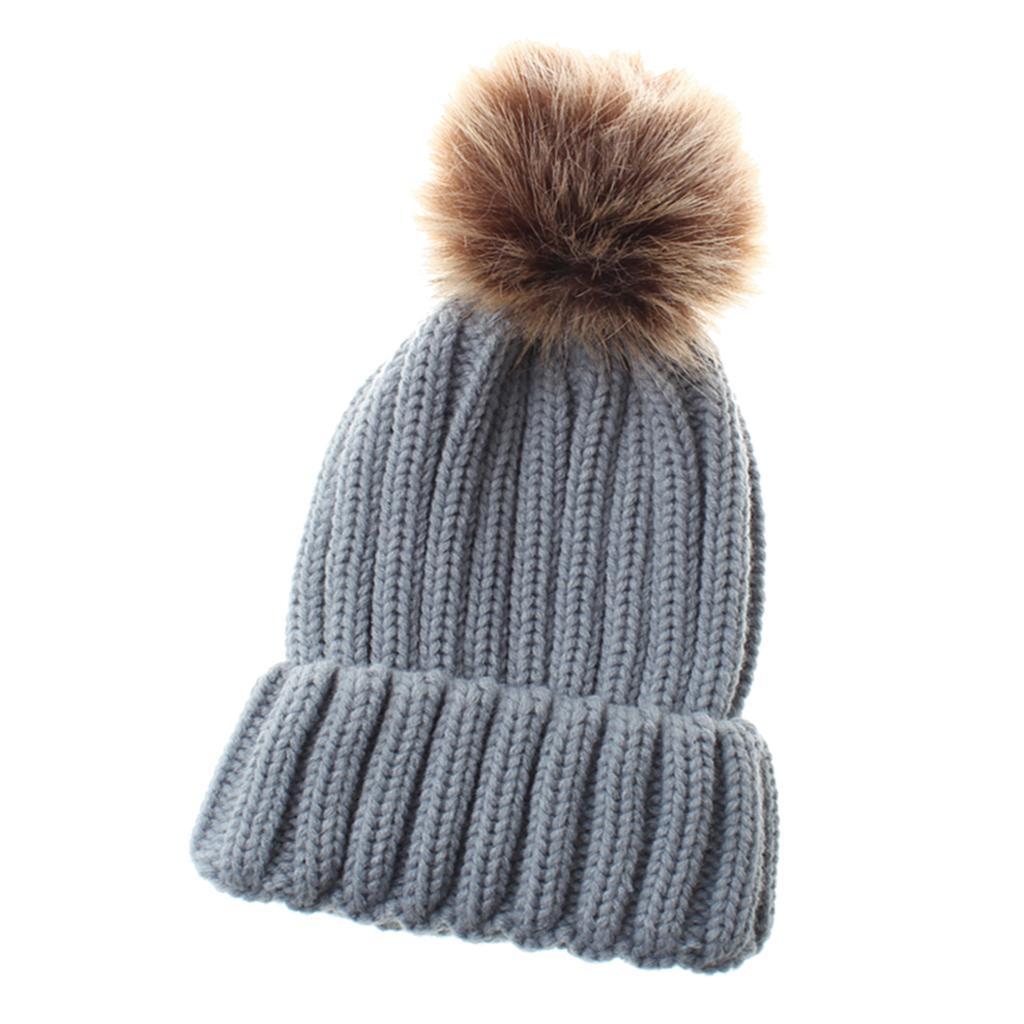 Cute Newborn Baby Girls Boys Winter Knitted Hats Warm Caps Beanies Gray