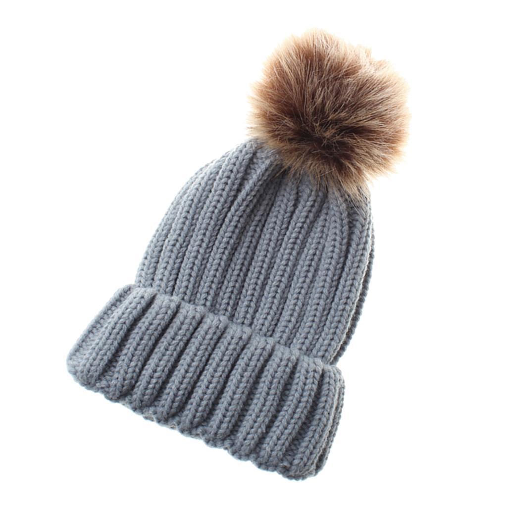Cute Newborn Baby Girls Boys Winter Knitted Hats Warm Caps Beanies Gray