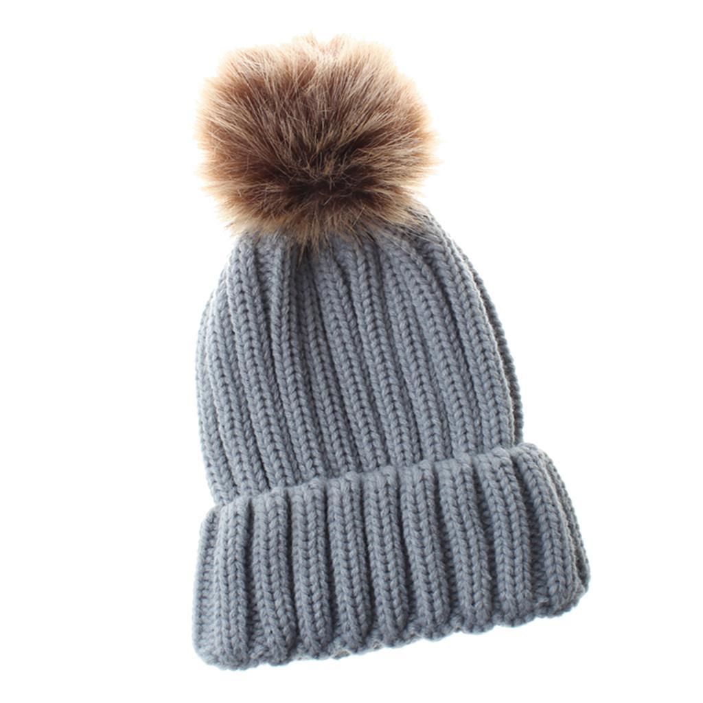 Cute Newborn Baby Girls Boys Winter Knitted Hats Warm Caps Beanies Gray