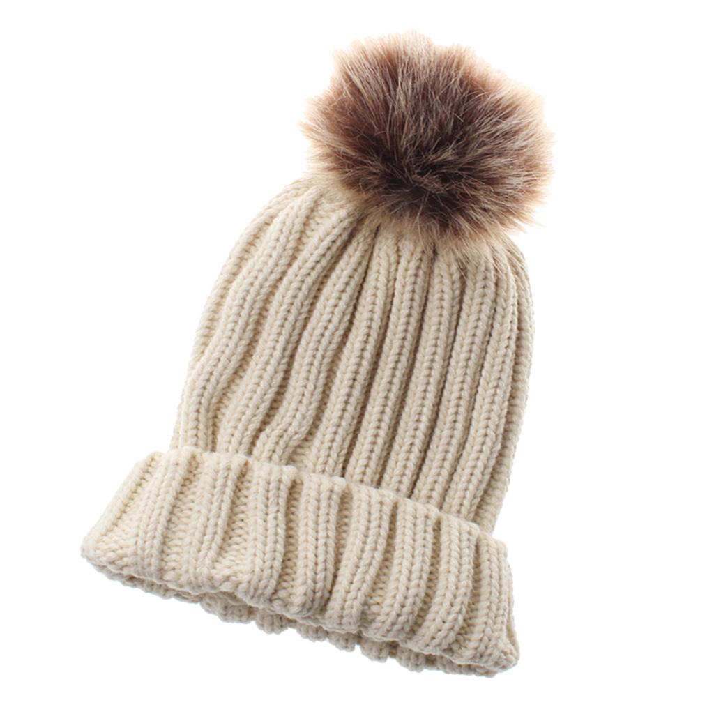 Cute Newborn Baby Girls Boys Winter Knitted Hats Warm Caps Beanies Beige