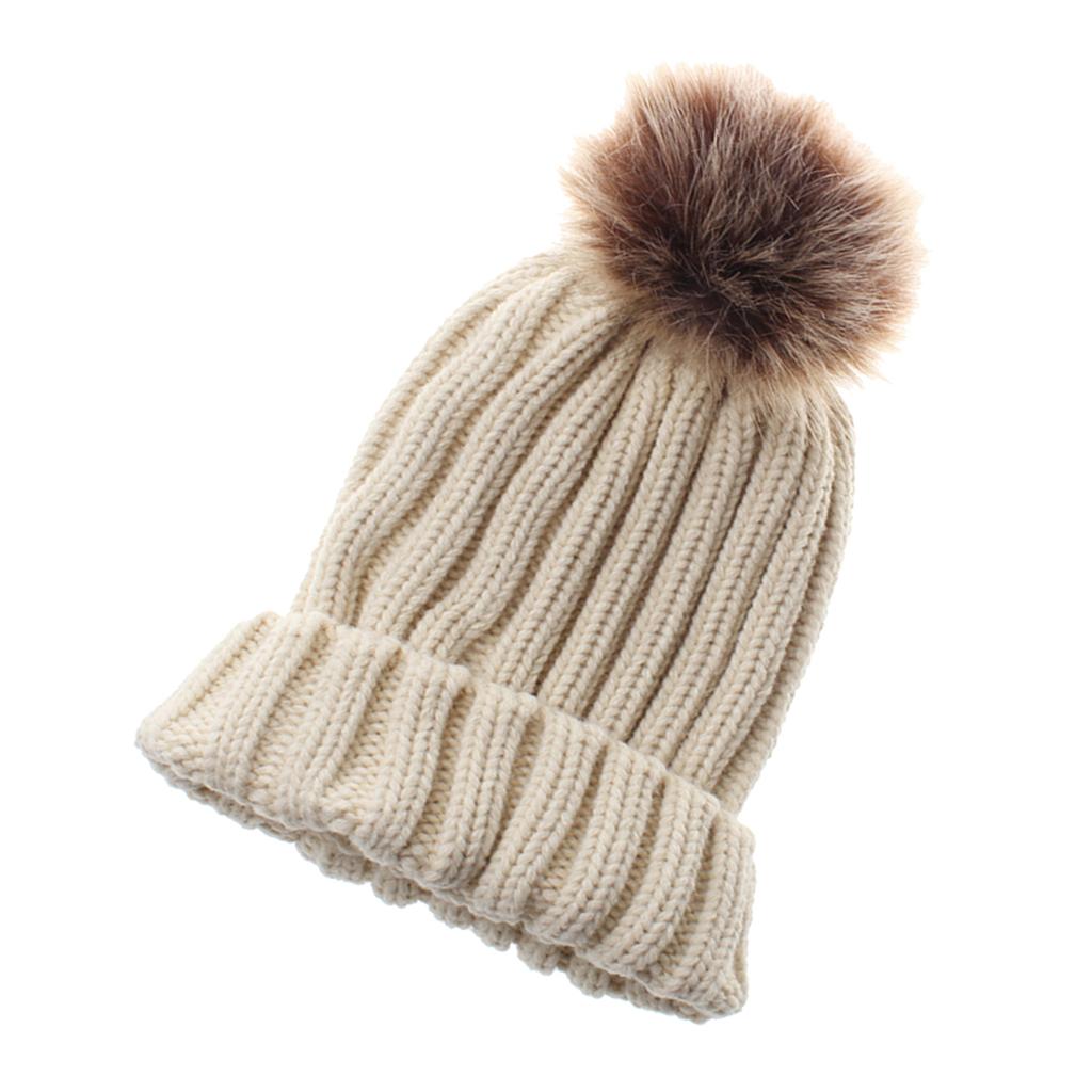 Cute Newborn Baby Girls Boys Winter Knitted Hats Warm Caps Beanies Beige