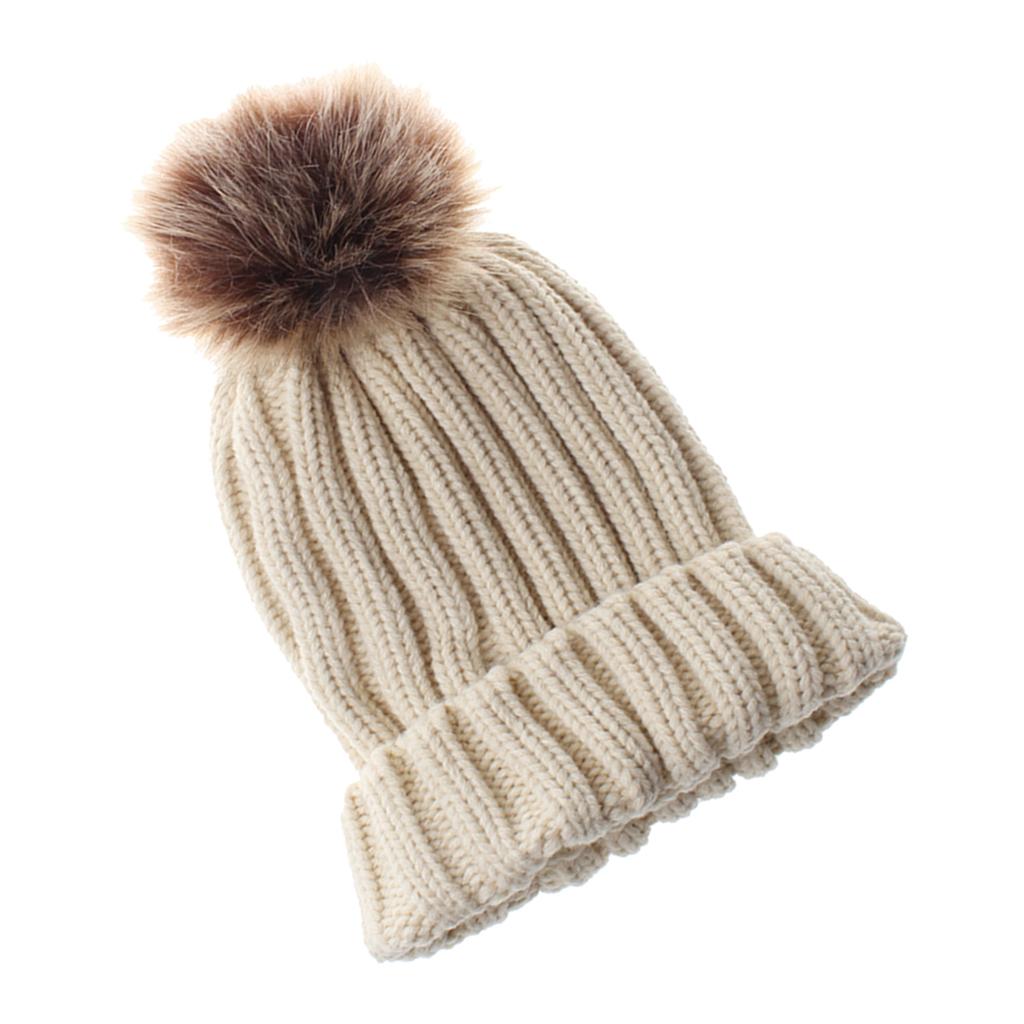 Cute Newborn Baby Girls Boys Winter Knitted Hats Warm Caps Beanies Beige