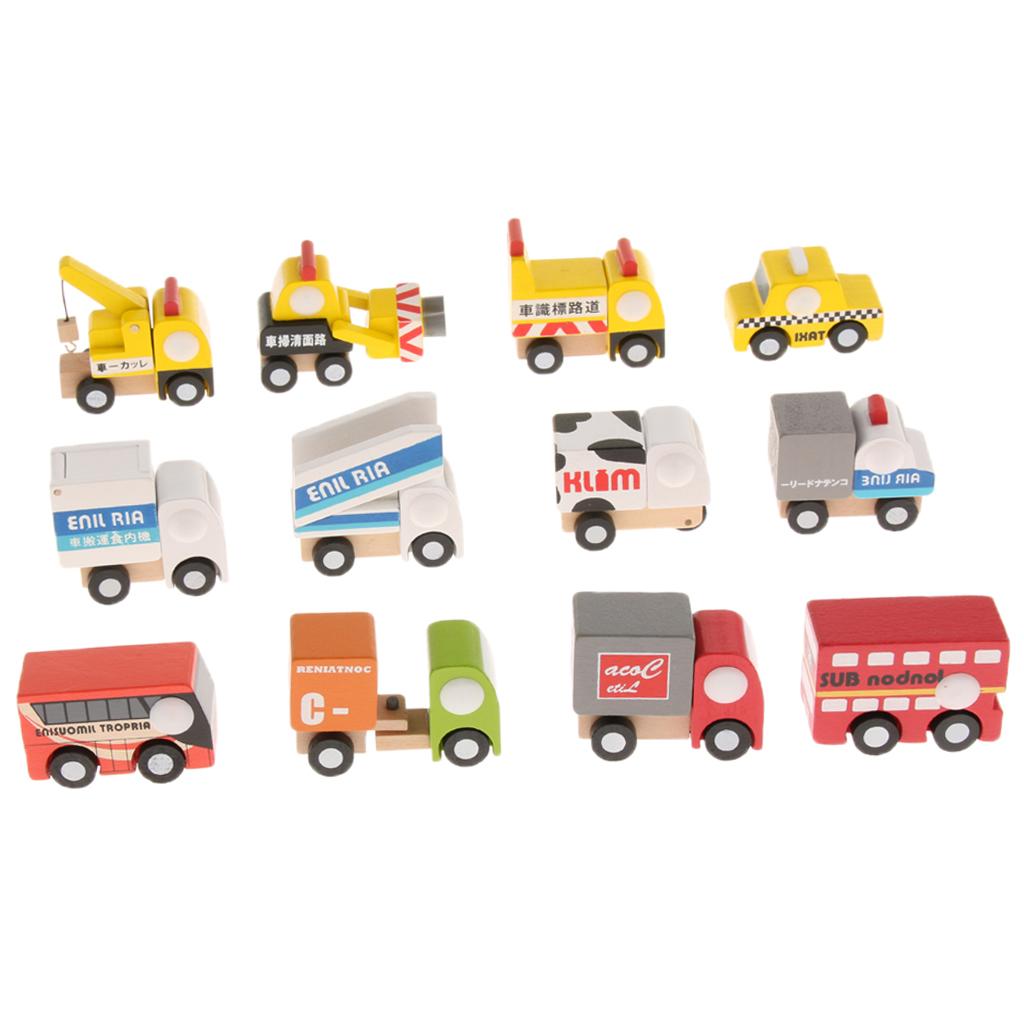 12Pcs/set Children Mini Wooden Educational Handmade Toys Vehicle
