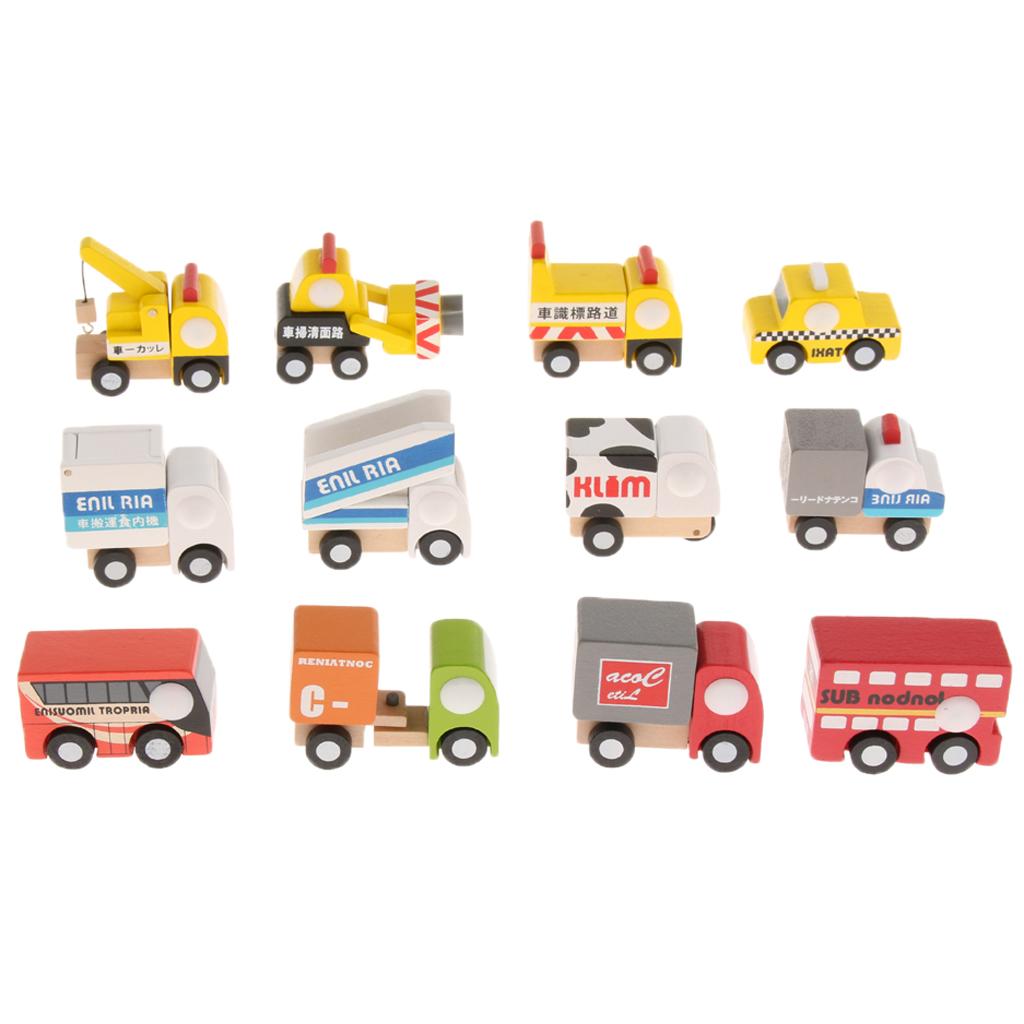 12Pcs/set Children Mini Wooden Educational Handmade Toys Vehicle