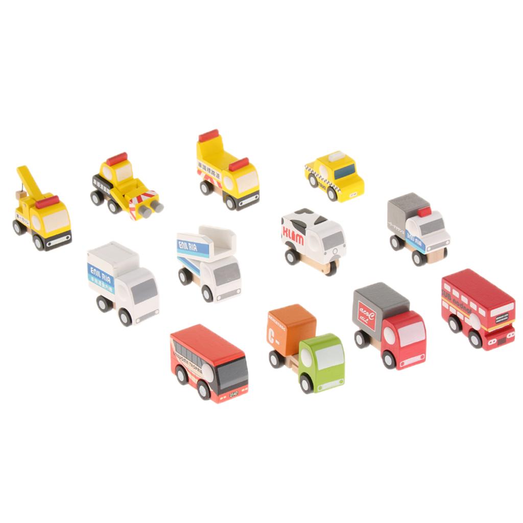 12Pcs/set Children Mini Wooden Educational Handmade Toys Vehicle