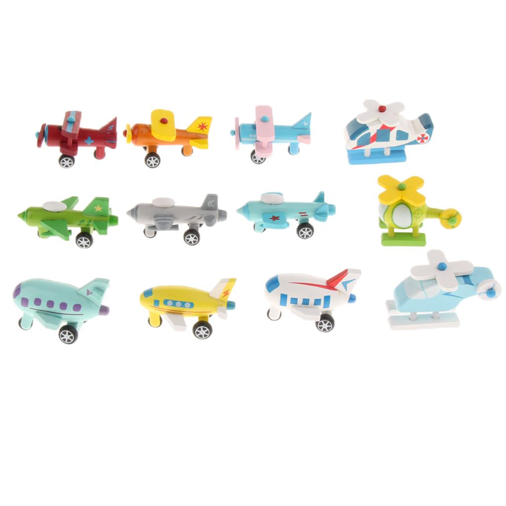 12Pcs/set Children Mini Wooden Educational Handmade Toys Airplane