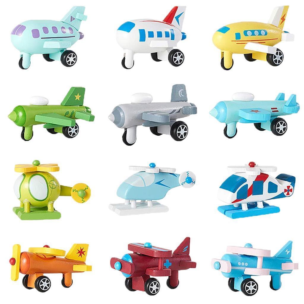 12Pcs/set Children Mini Wooden Educational Handmade Toys Airplane