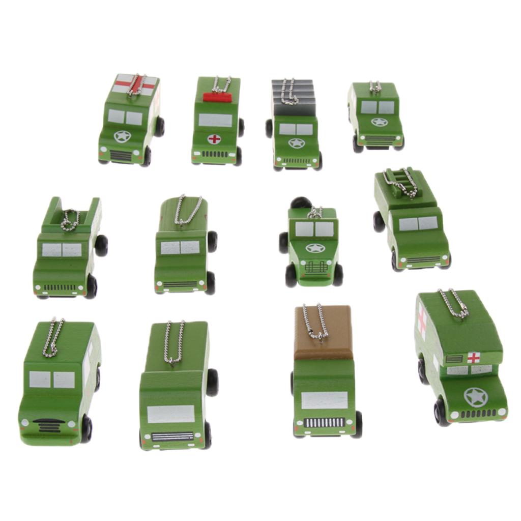 12Pcs/set Children Mini Wooden Educational Handmade Toys Military Vehicle