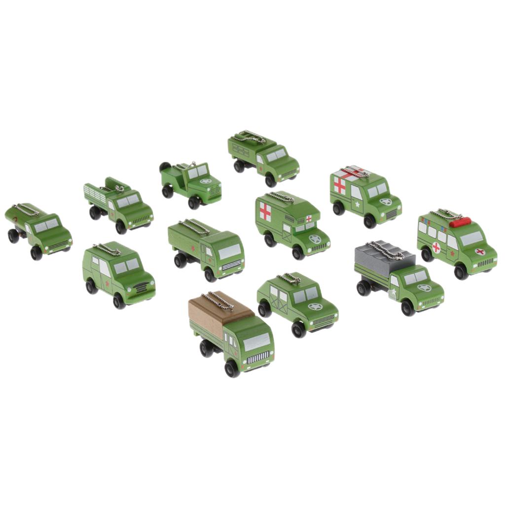 12Pcs/set Children Mini Wooden Educational Handmade Toys Military Vehicle