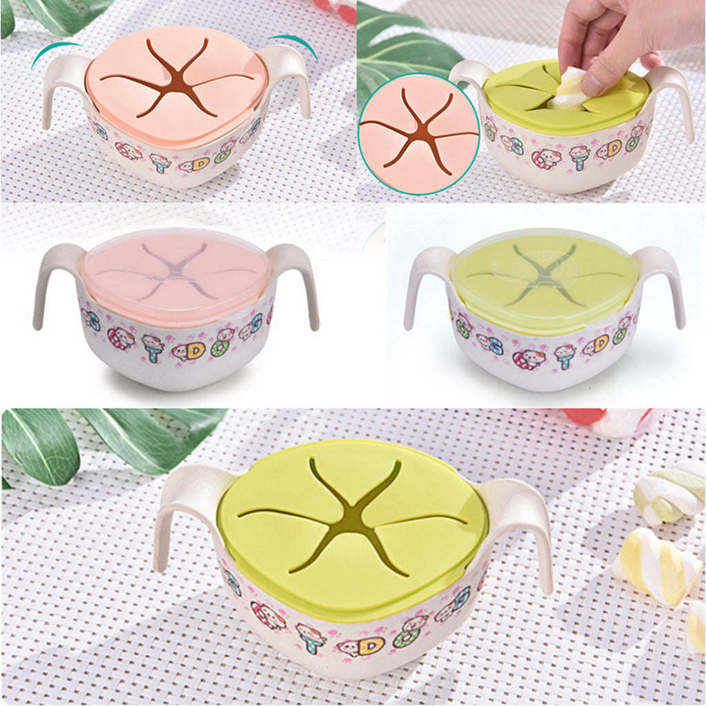 Kids Bowls Cover/ Straws Set for Baby feeding,Non Toxic & Safe Toddler Snack Bowls, Eco-Friendly Tableware for Baby Toddler Kids Bamboo Fiber Dishes