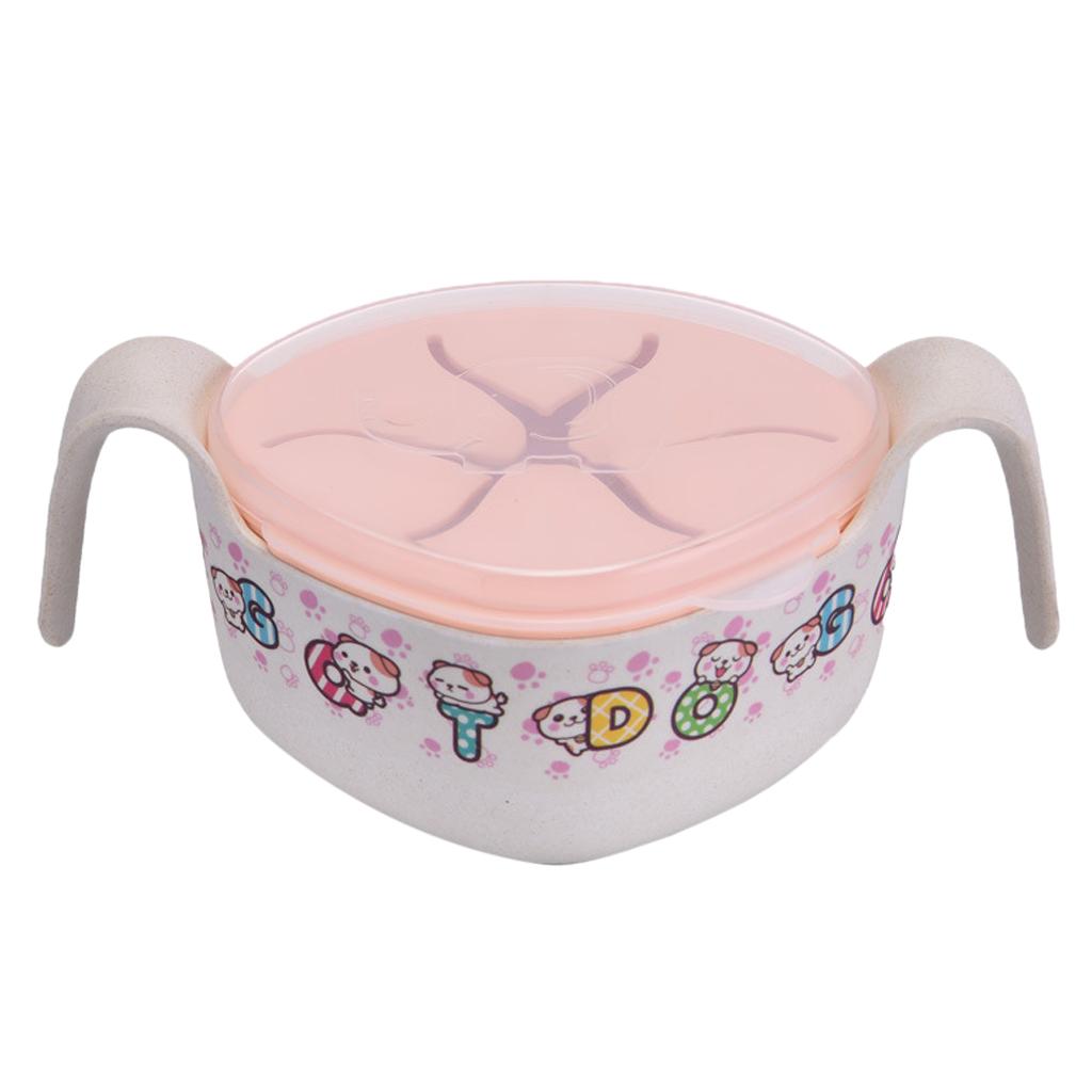 Kids Bowls Cover/ Straws Set for Baby feeding,Non Toxic & Safe Toddler Snack Bowls, Eco-Friendly Tableware for Baby Toddler Kids Bamboo Dishes #B