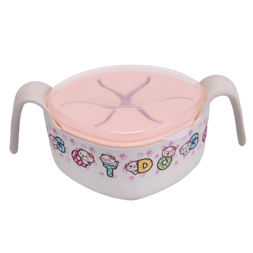 Kids Bowls Cover/ Straws Set for Baby feeding,Non Toxic & Safe Toddler Snack Bowls, Eco-Friendly Tableware for Baby Toddler Kids Bamboo Dishes #B