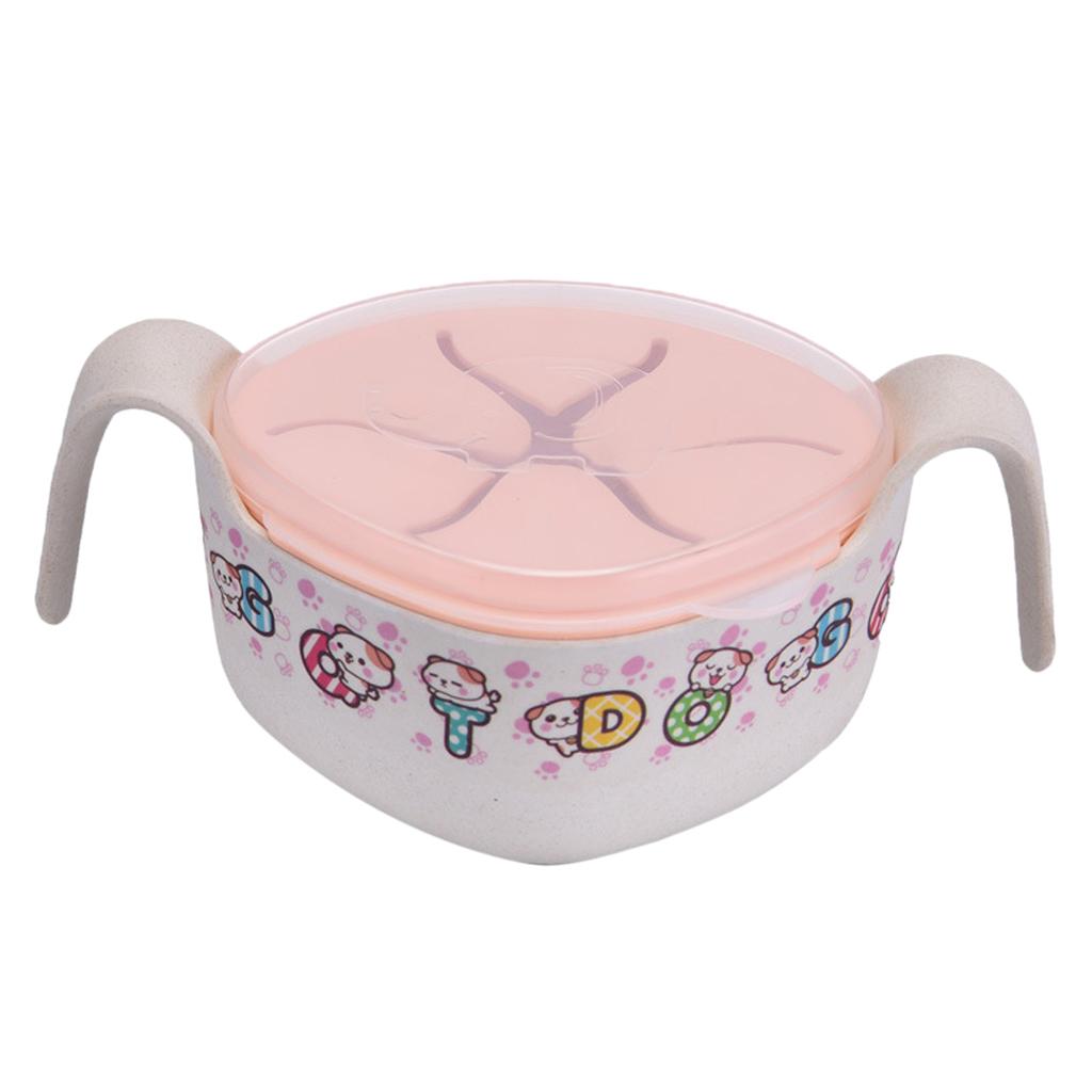 Kids Bowls Cover/ Straws Set for Baby feeding,Non Toxic & Safe Toddler Snack Bowls, Eco-Friendly Tableware for Baby Toddler Kids Bamboo Dishes #B