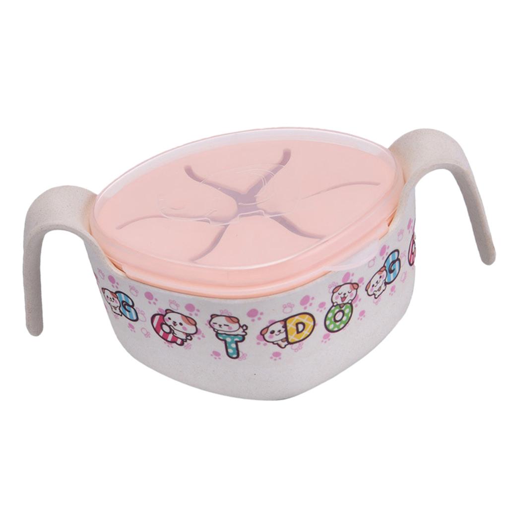 Kids Bowls Cover/ Straws Set for Baby feeding,Non Toxic & Safe Toddler Snack Bowls, Eco-Friendly Tableware for Baby Toddler Kids Bamboo Dishes #B