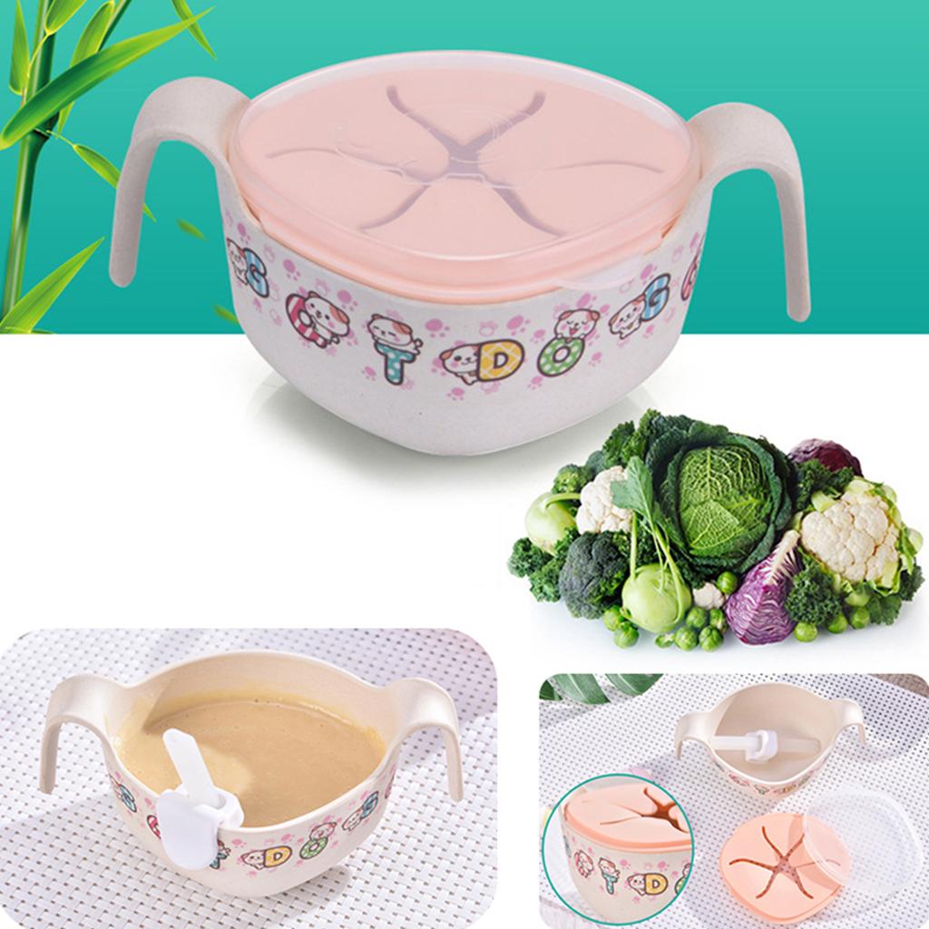 Kids Bowls Cover/ Straws Set for Baby feeding,Non Toxic & Safe Toddler Snack Bowls, Eco-Friendly Tableware for Baby Toddler Kids Bamboo Dishes #B