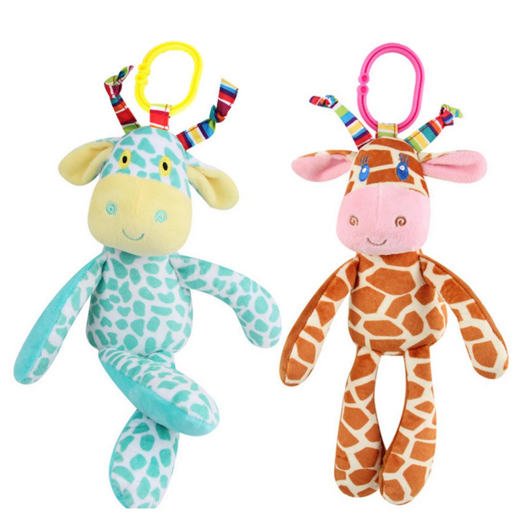Cartoon Plush Nursing Bed Stroller Pram Hanging Rattle –Orange