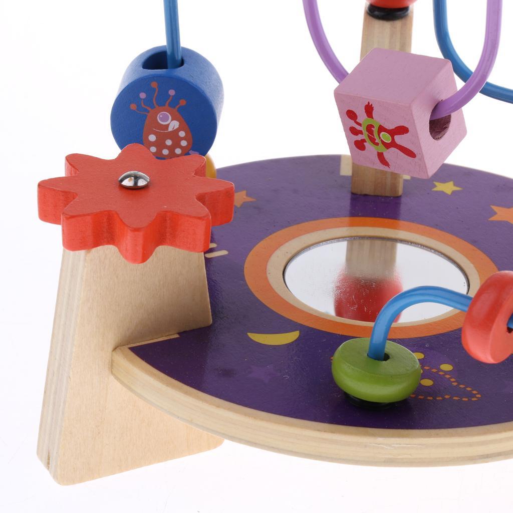 Space Ship Bead Maze Roller Coaster Wooden Educational Circle Toy Education