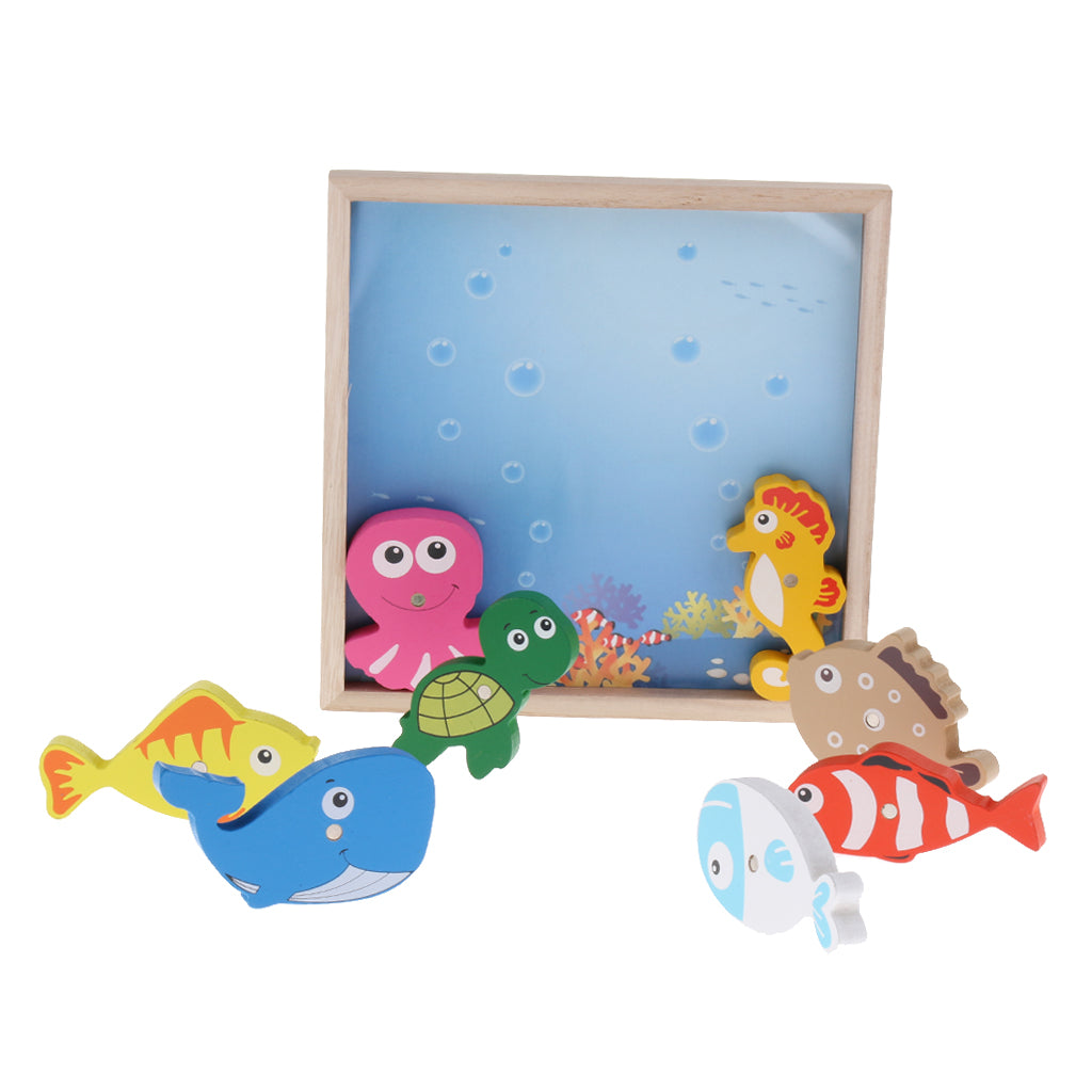 Children's Wooden Puzzle Early Education Toys Marine Fishing Toys Style -1