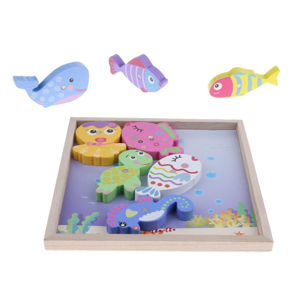 Children's Wooden Puzzle Early Education Toys Marine Fishing Toys Style -2