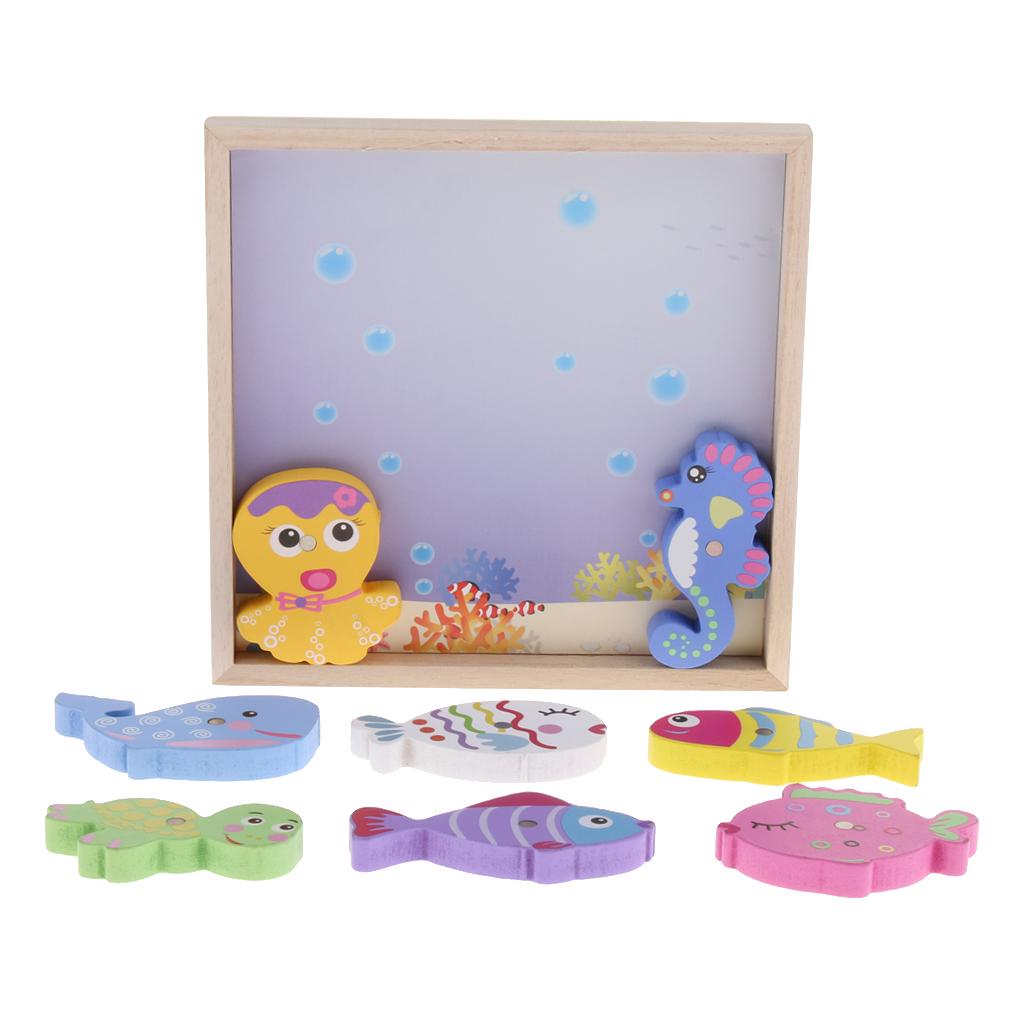 Children's Wooden Puzzle Early Education Toys Marine Fishing Toys Style -2