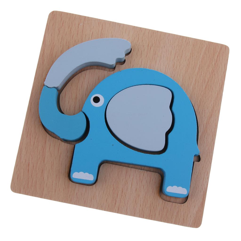 3D Animal Puzzle Children Wooden Jigsaw Puzzle Toy Elephant