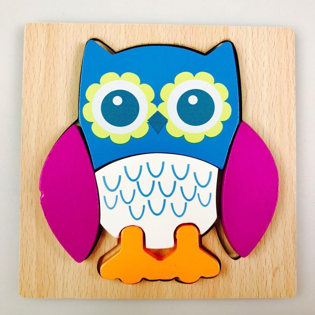 3D Animal Puzzle Children Wooden Jigsaw Puzzle Toy Owl