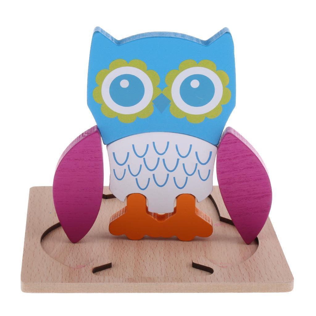 3D Animal Puzzle Children Wooden Jigsaw Puzzle Toy Owl