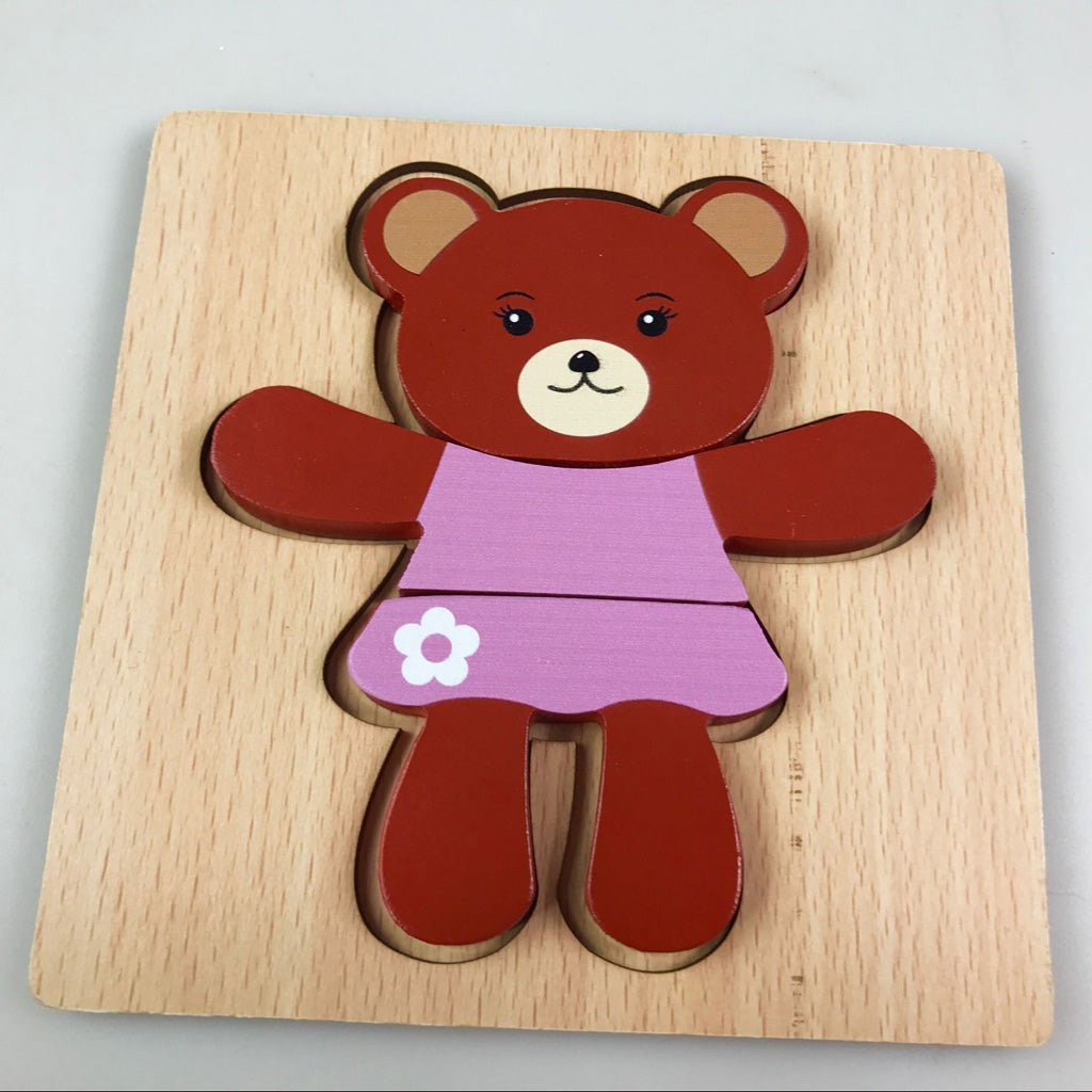 3D Animal Puzzle Children Wooden Jigsaw Puzzle Toy Bear