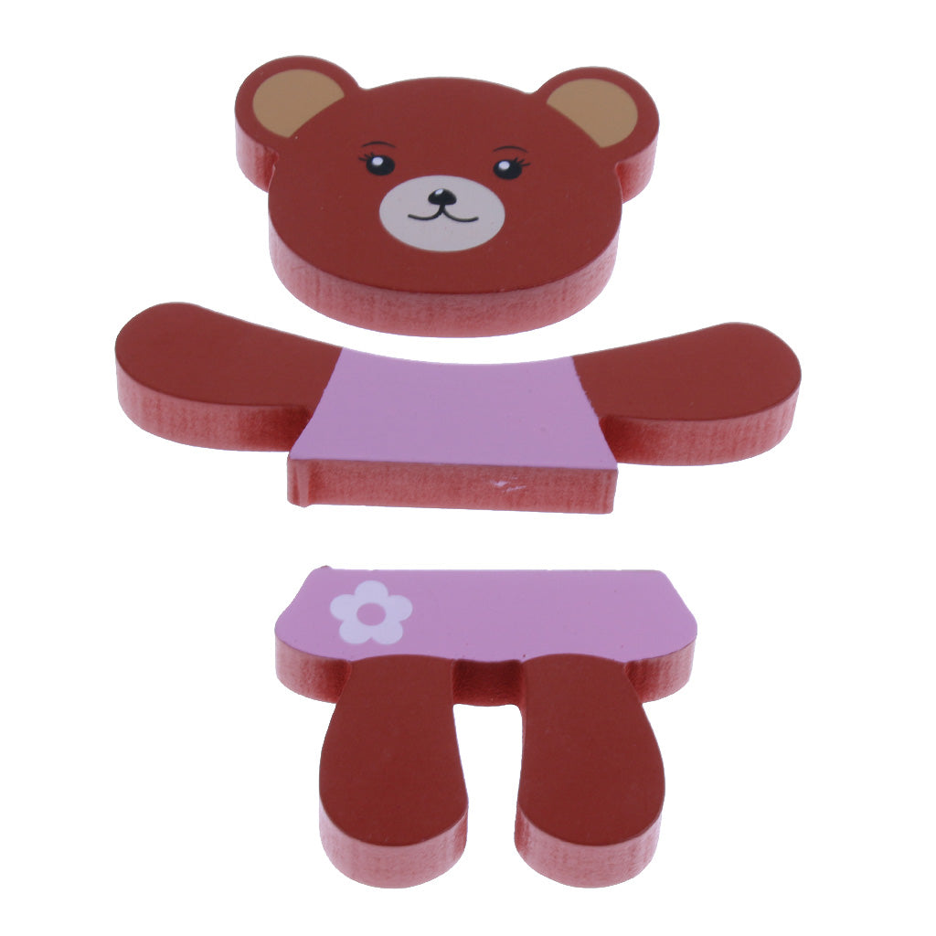 3D Animal Puzzle Children Wooden Jigsaw Puzzle Toy Bear