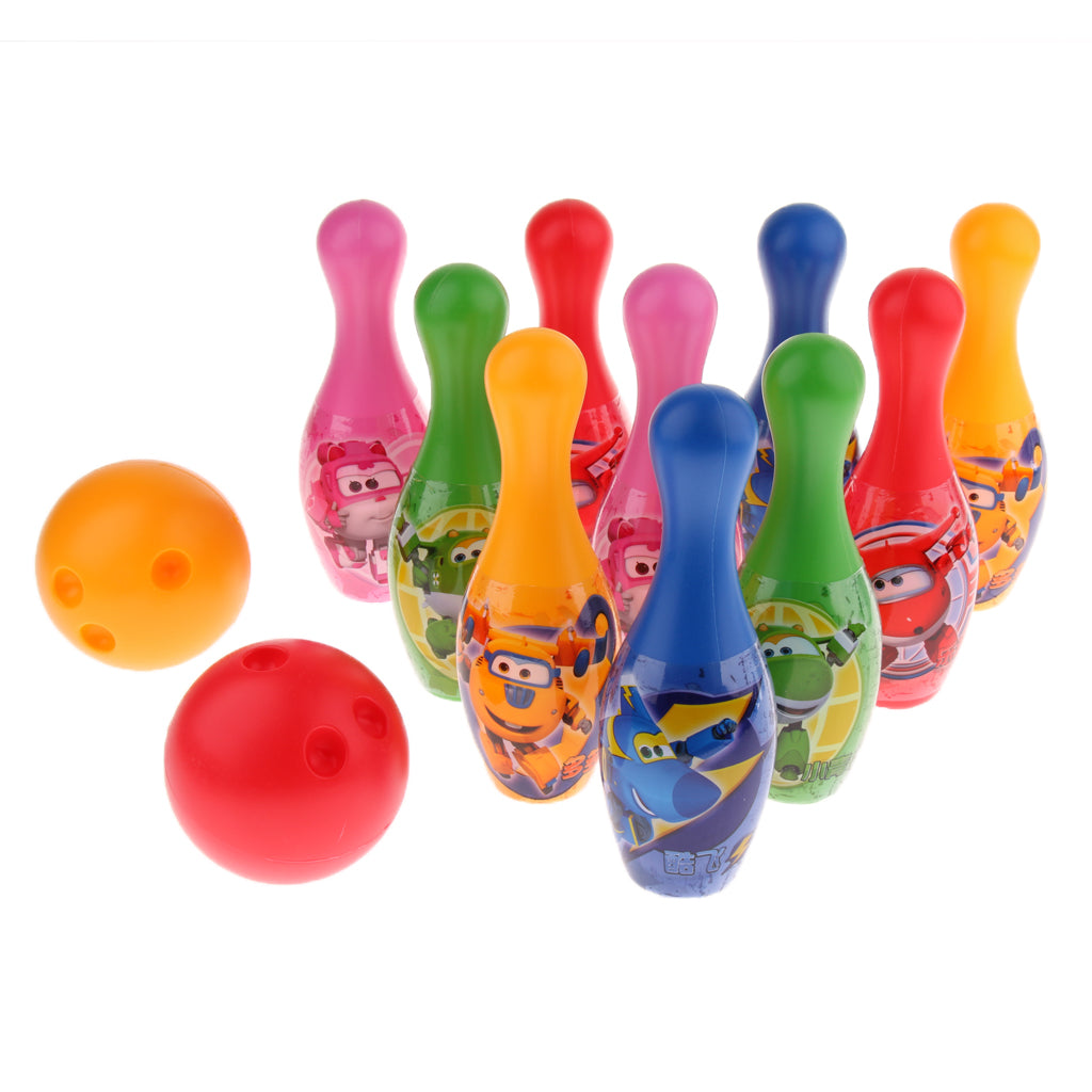 Super Wings Animation Bowling Ball Skittle Sports Game Toy Kids Indoor Fun