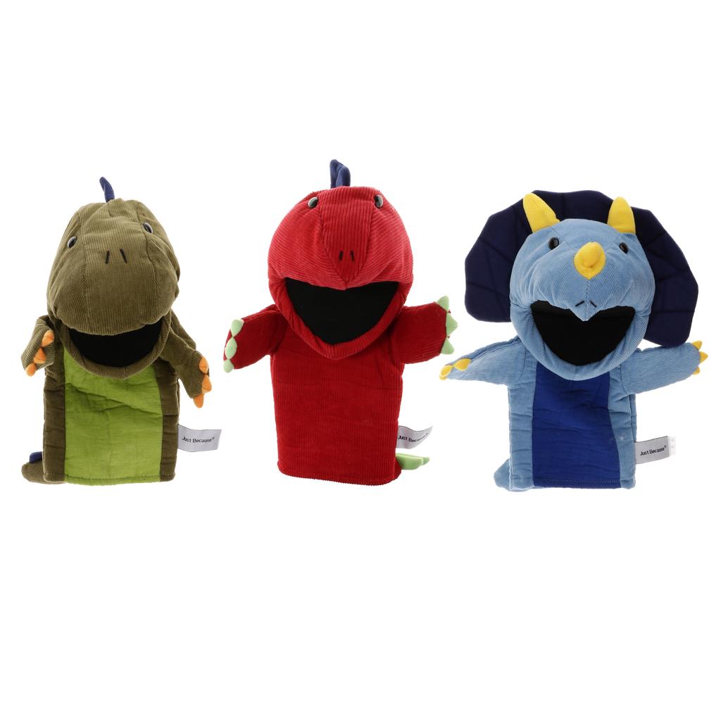 Soft Cloth T-Rex Dinosaur Doll Hand Puppet with Movable Mouth Kids Toy Blue