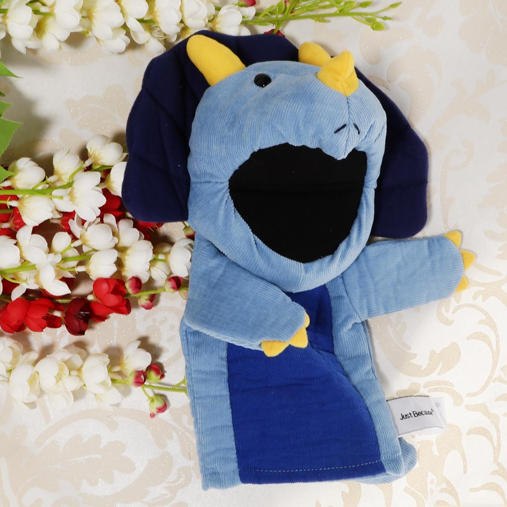 Soft Cloth T-Rex Dinosaur Doll Hand Puppet with Movable Mouth Kids Toy Blue