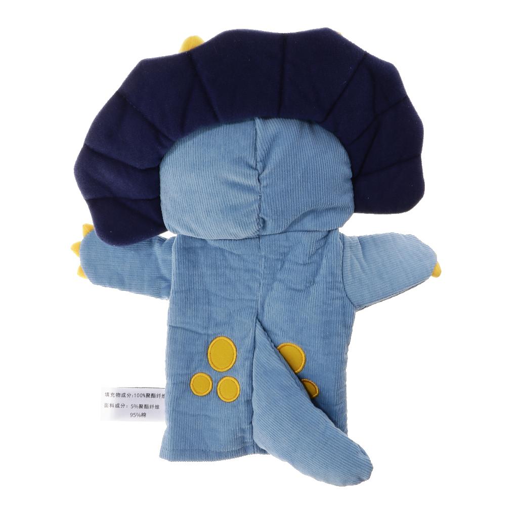 Soft Cloth T-Rex Dinosaur Doll Hand Puppet with Movable Mouth Kids Toy Blue