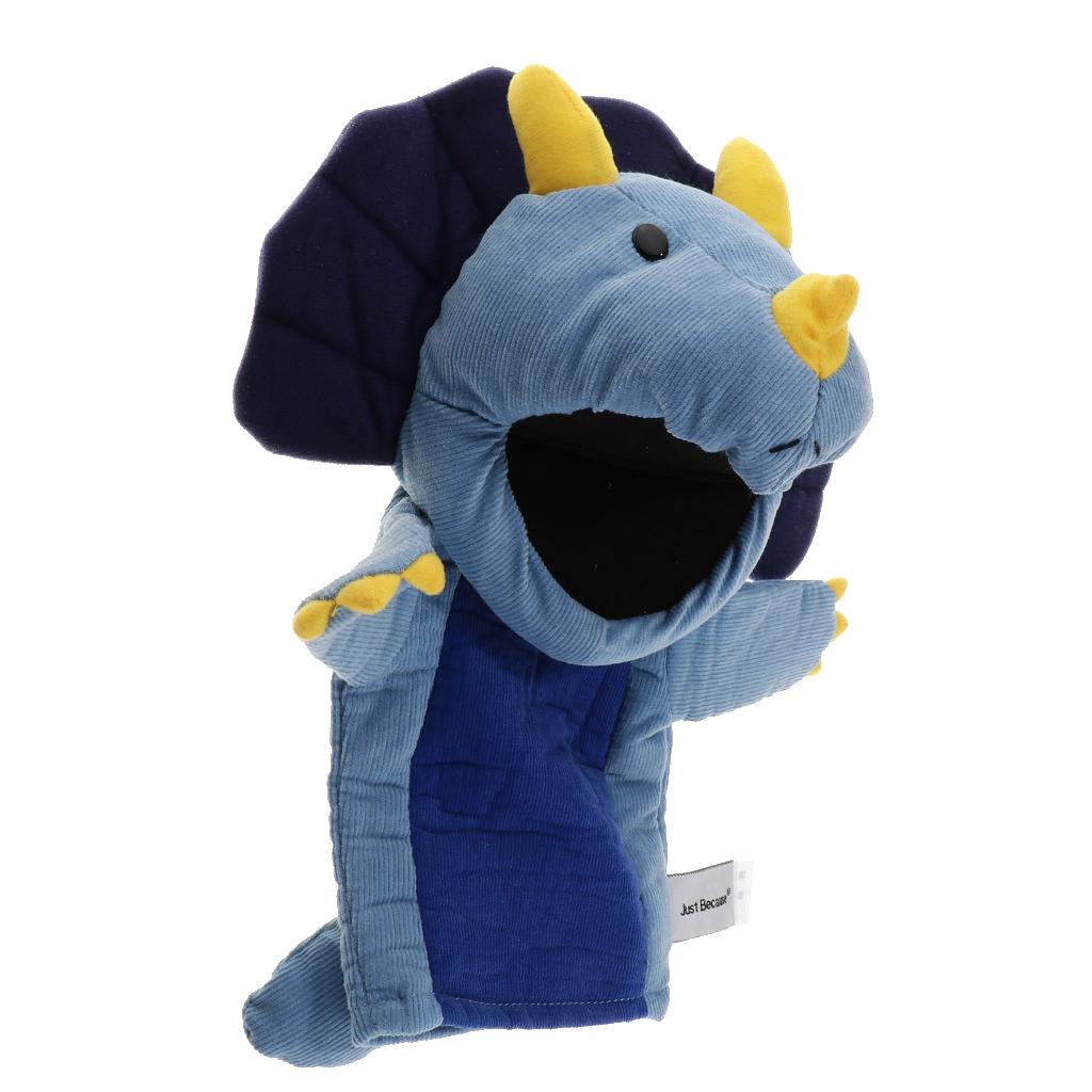 Soft Cloth T-Rex Dinosaur Doll Hand Puppet with Movable Mouth Kids Toy Blue