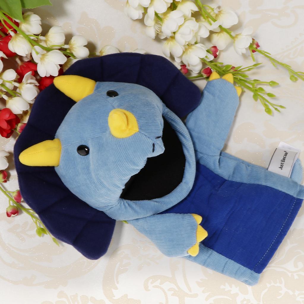 Soft Cloth T-Rex Dinosaur Doll Hand Puppet with Movable Mouth Kids Toy Blue