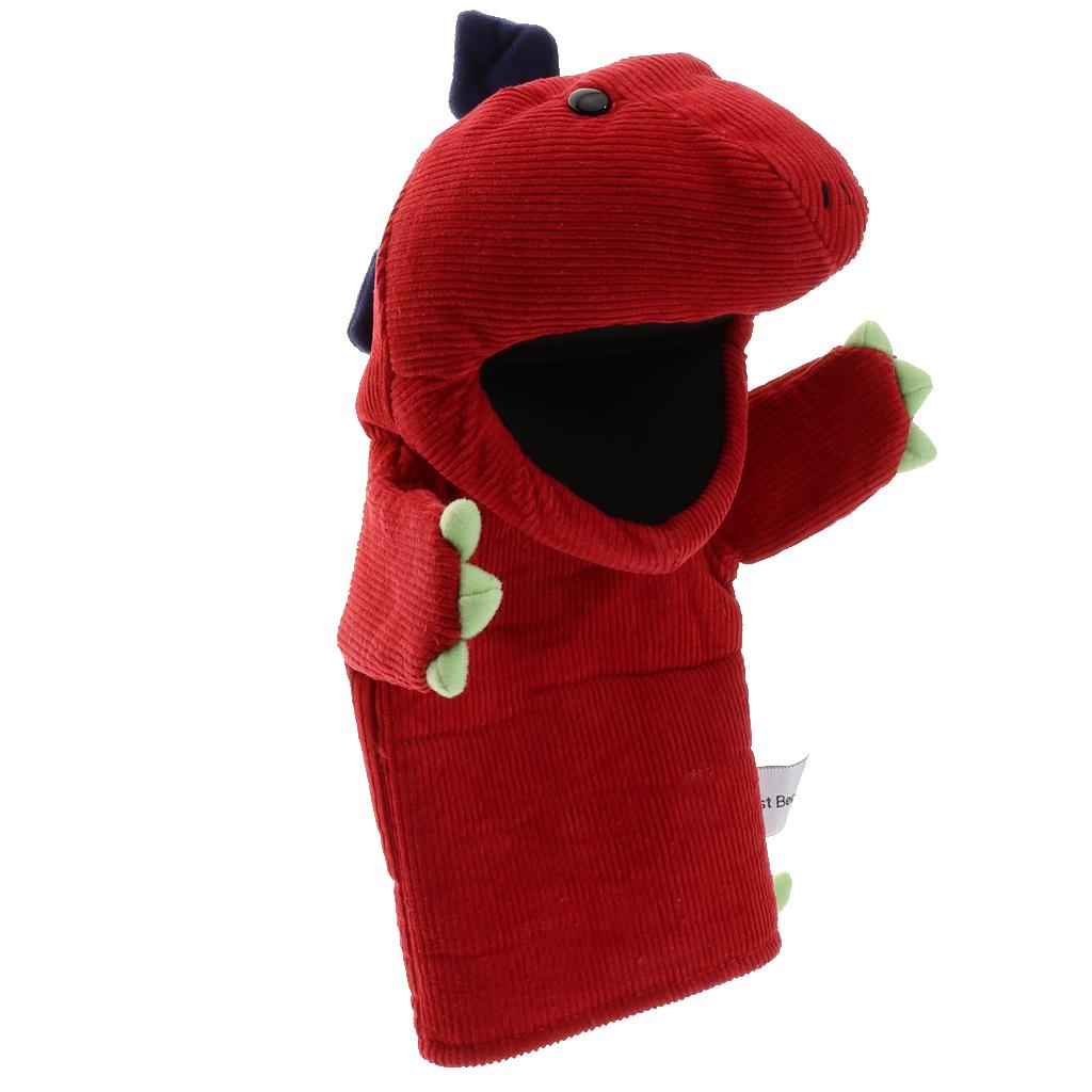 Soft Cloth T-Rex Dinosaur Doll Hand Puppet with Movable Mouth Kids Toy Red