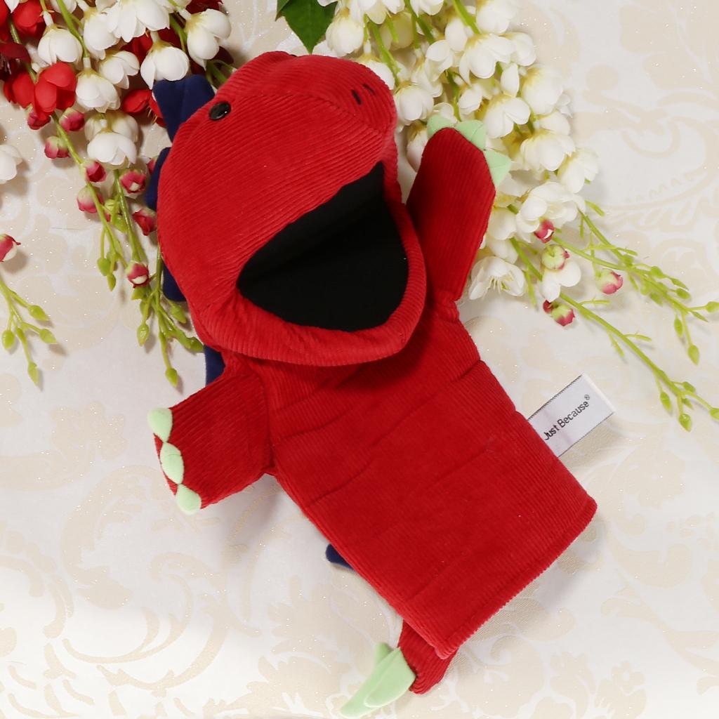 Soft Cloth T-Rex Dinosaur Doll Hand Puppet with Movable Mouth Kids Toy Red