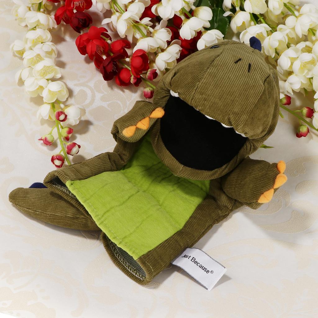 Soft Cloth T-Rex Dinosaur Doll Hand Puppet with Movable Mouth Kids Toy Green