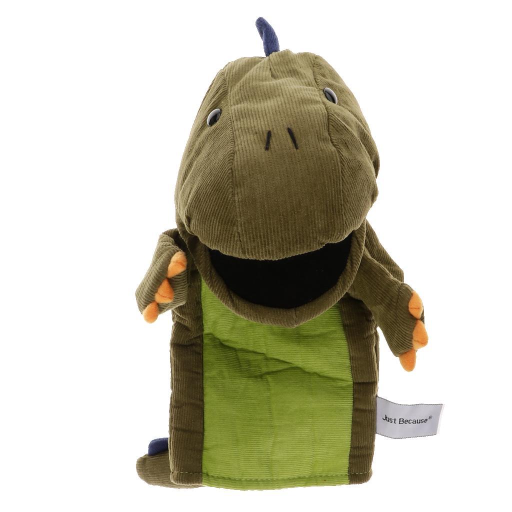 Soft Cloth T-Rex Dinosaur Doll Hand Puppet with Movable Mouth Kids Toy Green