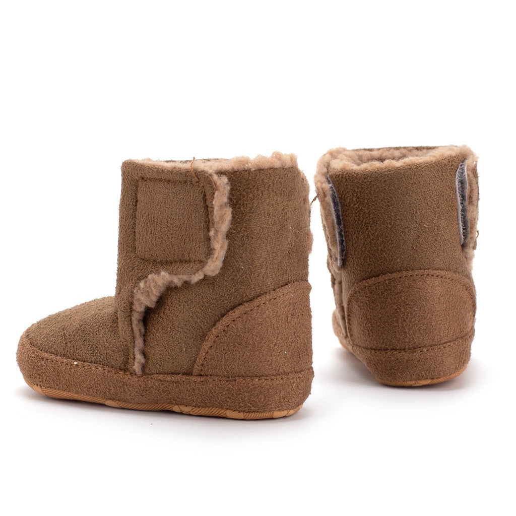 Winter Kids Cotton Shoes Non-Slip Warm Baby Boots Brown for 3-6 months