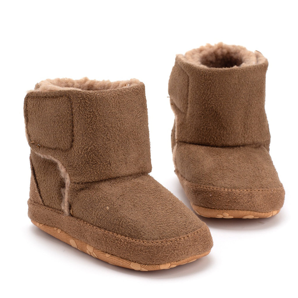 Winter Kids Cotton Shoes Non-Slip Warm Baby Boots Brown for 3-6 months