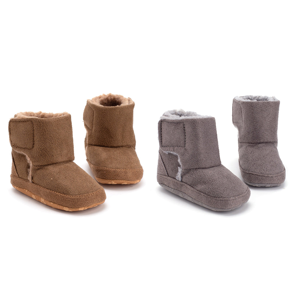 Winter Kids Cotton Shoes Non-Slip Warm Baby Boots Brown for 3-6 months