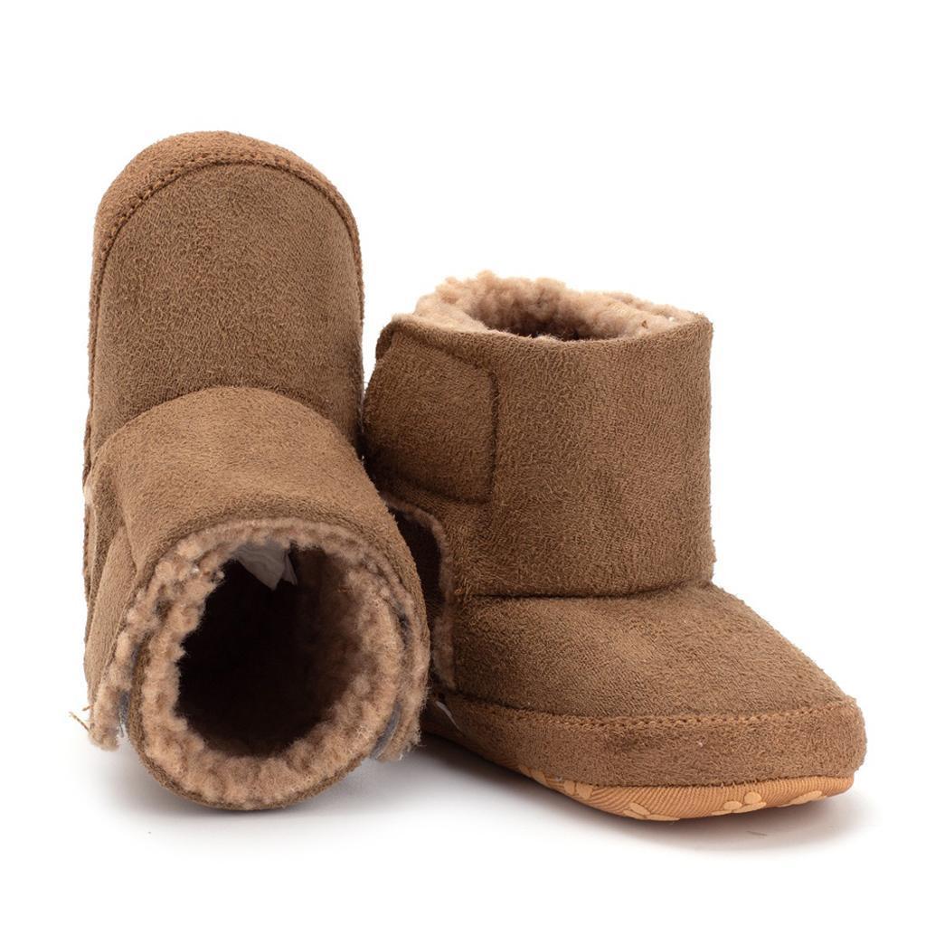 Winter Kids Cotton Shoes Non-Slip Warm Baby Boots Brown for 9-12 months