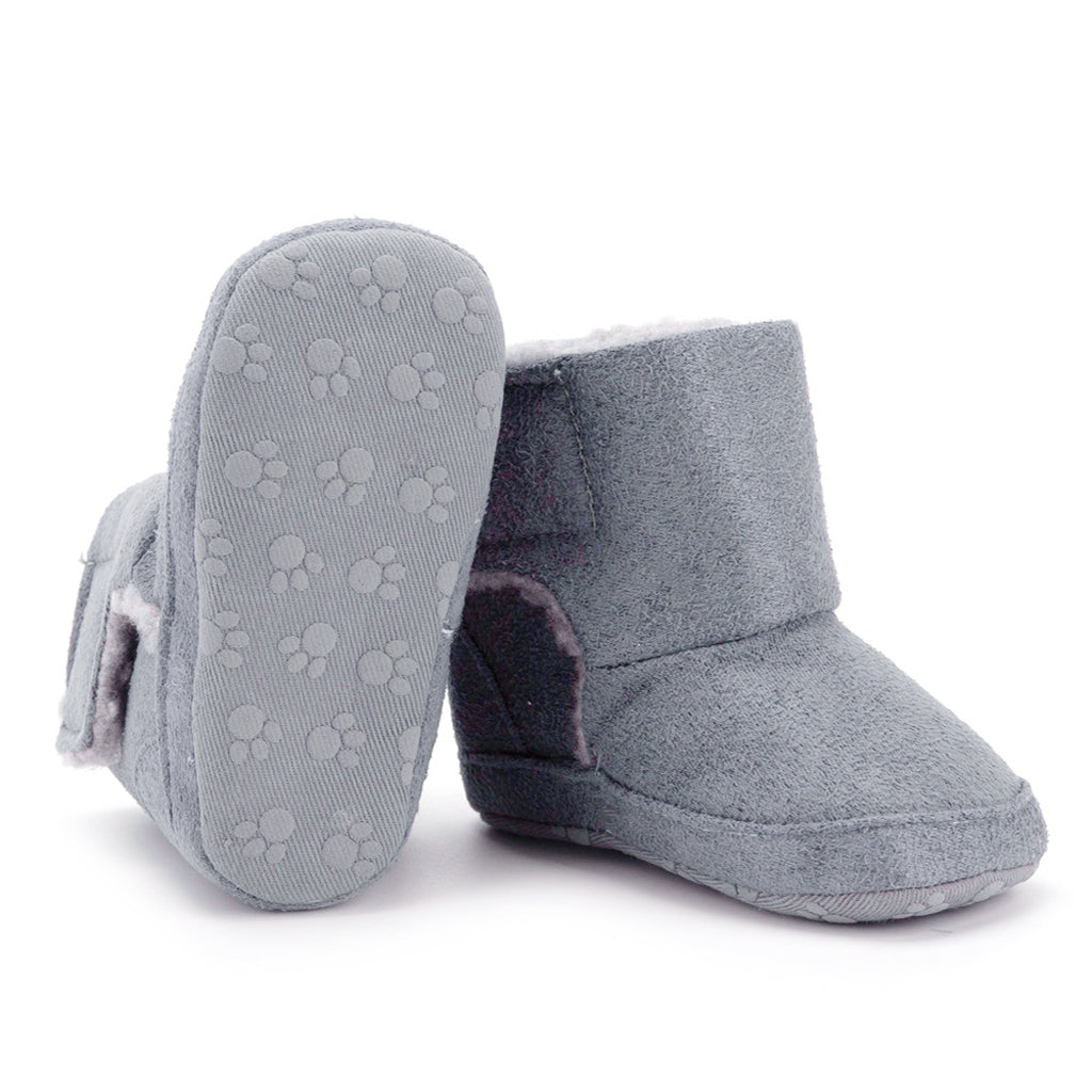 Winter Kids Cotton Shoes Non-Slip Warm Baby Boots Gray for 9-12 months