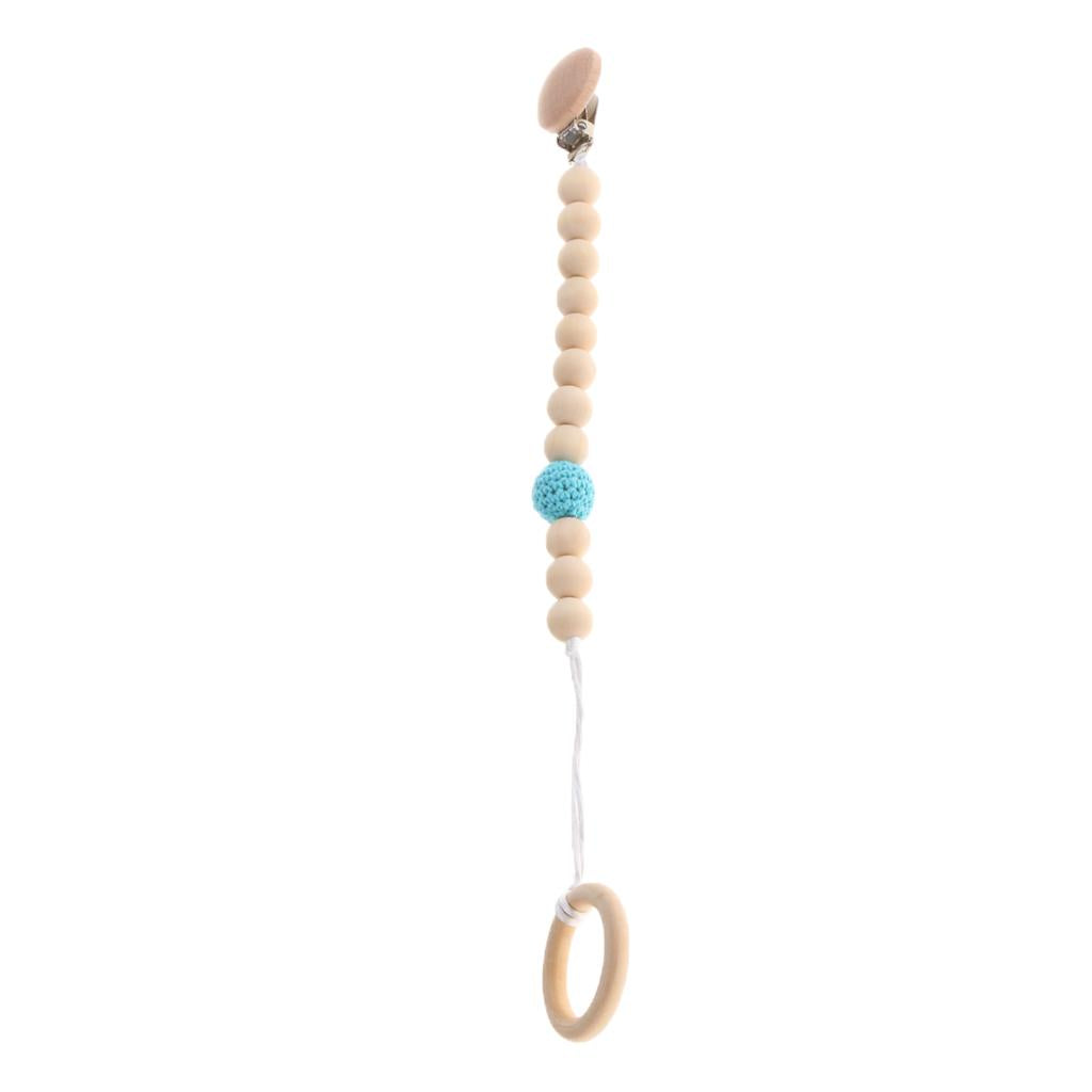 Wooden Bead Dummy Holder Pacifier Clip Soother Chains Teether Teething Toy C