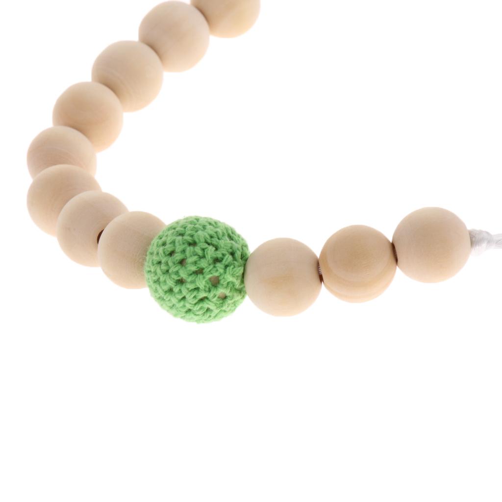 Wooden Bead Dummy Holder Pacifier Clip Soother Chains Teether Teething Toy G