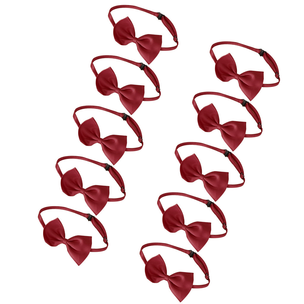 10Pcs Classic Pre-Tied Bow Tie Formal Solid Tuxedo for Children Wine Red